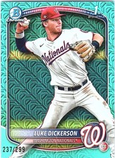 2025 Bowman Chrome #BCP-218 Luke Dickerson Prospects Aqua Mojo #/299