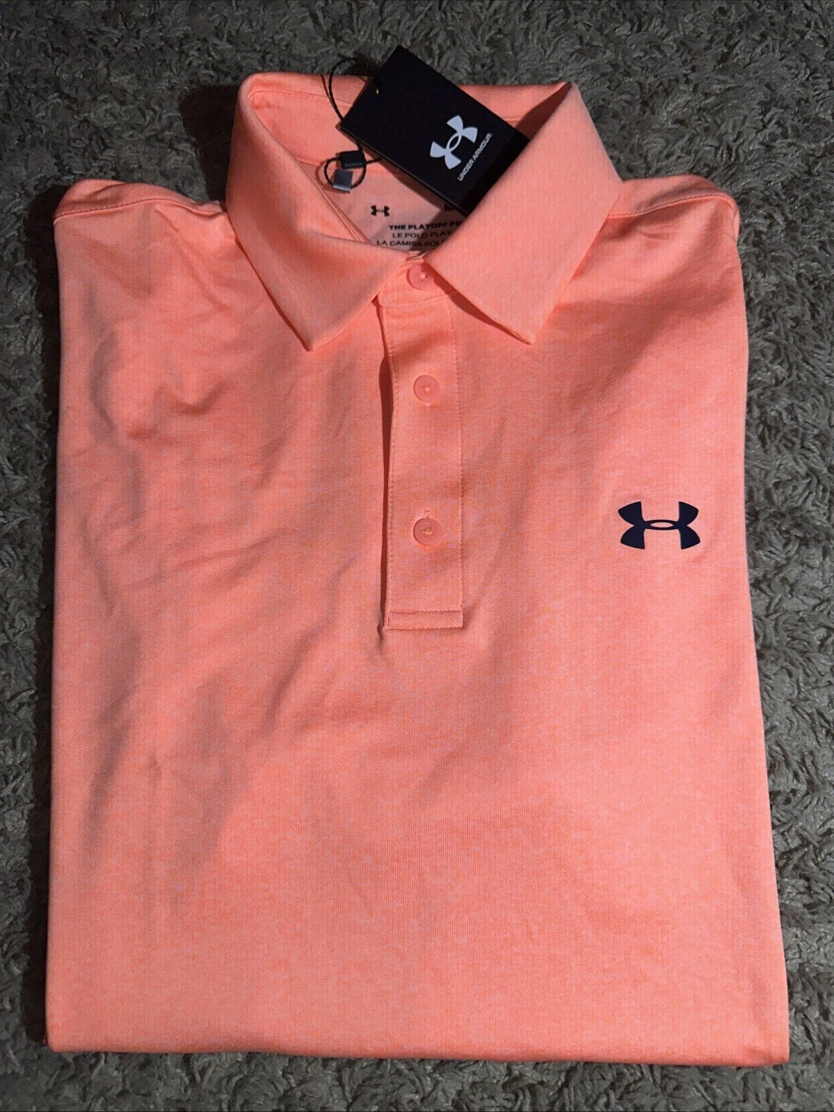 NEW Men's Under Armour Playoff Polo Shirt Orange Size Large MSRP $65.00