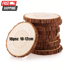 10pcs/Set Pine Wood Slice Round Shape with Bark 10-12cm DIY Crafts Decorations