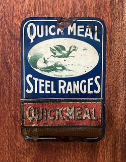 QUICK MEAL Steel Ranges Tin Advertising Match Holder