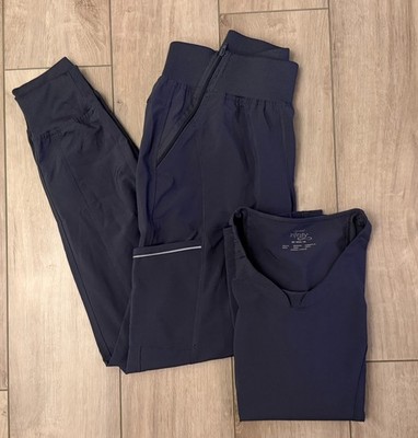 Cherokee Infinity Scrub Set-Women's XS Split Round Neck/S Tall Joggers-Dark Gray