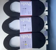 New Sz 8-12 Women Peds Black Low Cut Cushion Liner Socks 3x 3 Pair Each 9 Pair