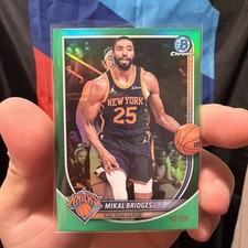 2025-26 Bowman Chrome Mikal Bridges BCV-152 Green Refractor /99 Knicks 