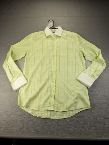 Henri Picard Vestito Camicia Polsini Francesi Verde Primaverile Righe Quadri 16,5 36/37 - Foto 1 di 13