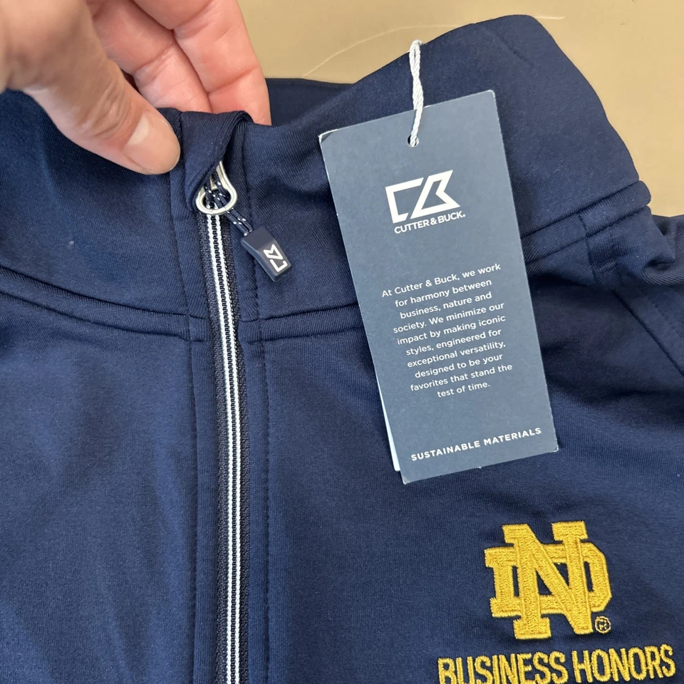 Pullover Cutter & Buck media cremallera manga larga adaptable para mujer XL Notre Dame Business Foto 3 de 4