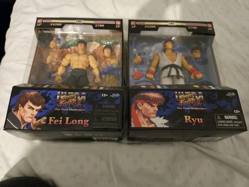 Fei Long & Ryu- Ultra Street Fighter 2/ II- 6 Inch Figure- Jada Toys- Used/ VGC