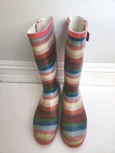 Dirty Laundry Women Colorful Rubber Tall Black Rain Boots Size 8 - Picture 1 of 8