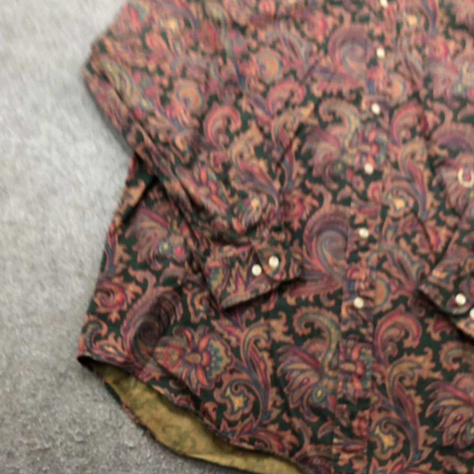 Camisa Tommy Hilfiger Para Hombre Grande Verde Cachemira Floral Abotonada Manga Larga Años 90 Foto 2 de 4