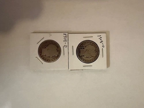 Barber Silver Half Dollars 1908-O & 1908-D