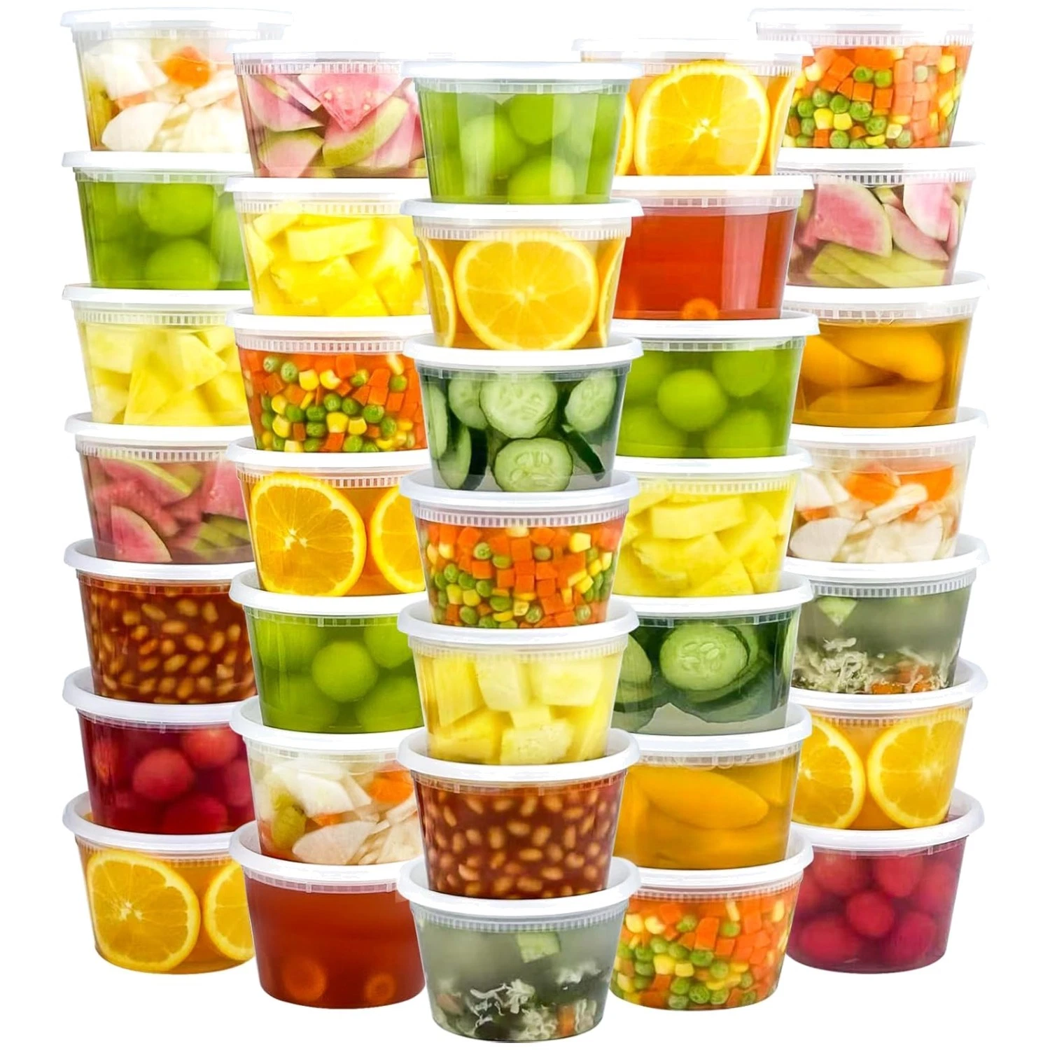 60 Set Food Storage Containers 16 oz - Airtight Lids