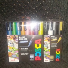 Posca PC-3M Uni Paint Markers Bundel Containing 8 X Sparkling + 4 X Mono Colours