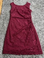 Joe Browns Red Burgundy Lace Sleeveless Pencil Stretch Dress Size 14