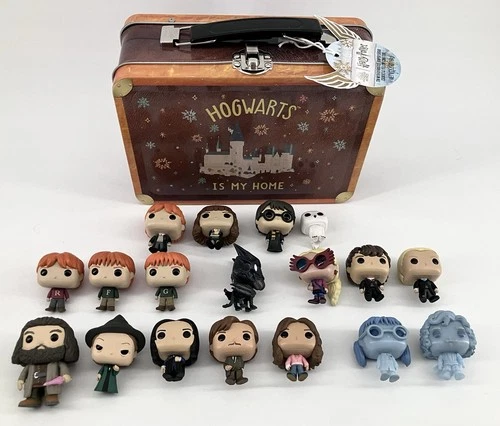 18 Harry Potter Mini Funko Pop Figures LOT & Metal Hogwarts is My Home Tin