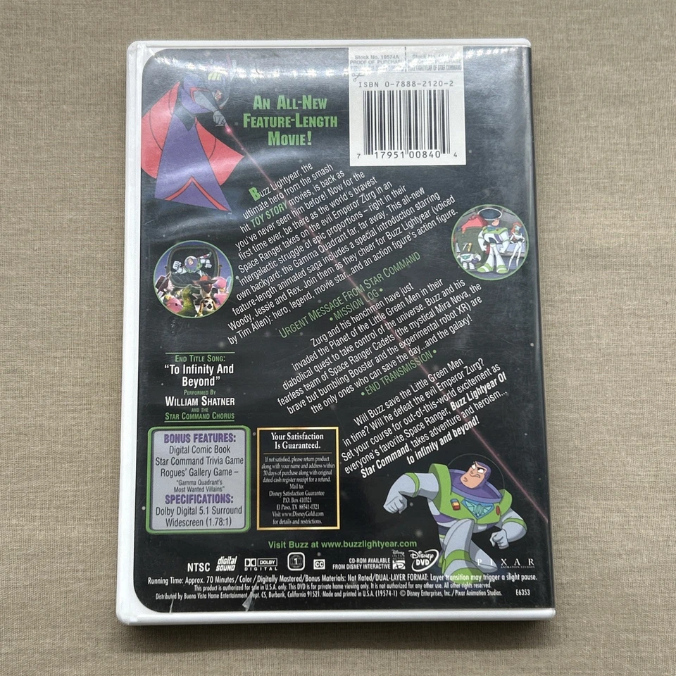 Buzz Lightyear of Star Command: Adventure Begins (DVD 2000 + Guide) Disney Pixar - Image 3 of 4