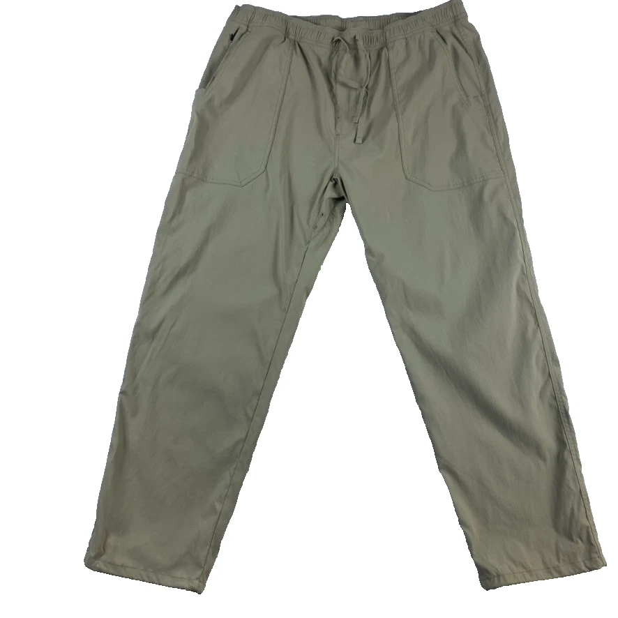 PrAna Hiking Pants Men's Sz XL Beige Elastic Waist Nylon Mid-Weight Active