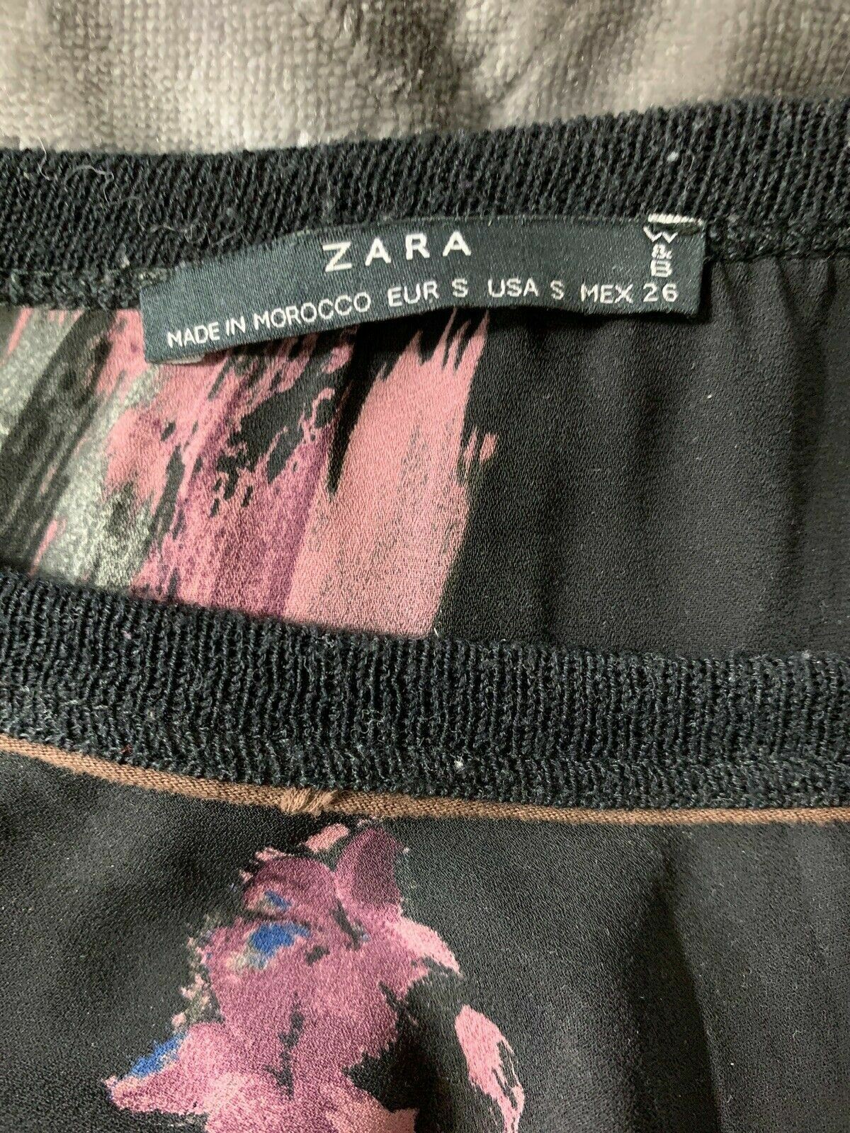 Zara WB Collection Womens Black Purple Blue Flora… - image 5