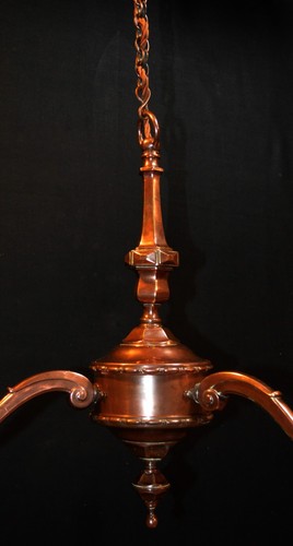 chandelier rare Edwardian C1910 bronze 3 swan neck arms original art deco shades - Picture 14 of 14