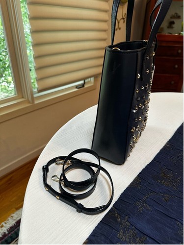 Jimmy Choo Navy Blue Leather Tote Bag Small Navy Blue with Crossbody Strap - Picture 4 of 12
