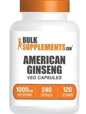 BulkSupplements American Ginseng Extract Capsules - 1000mg per Serving - 240 ct