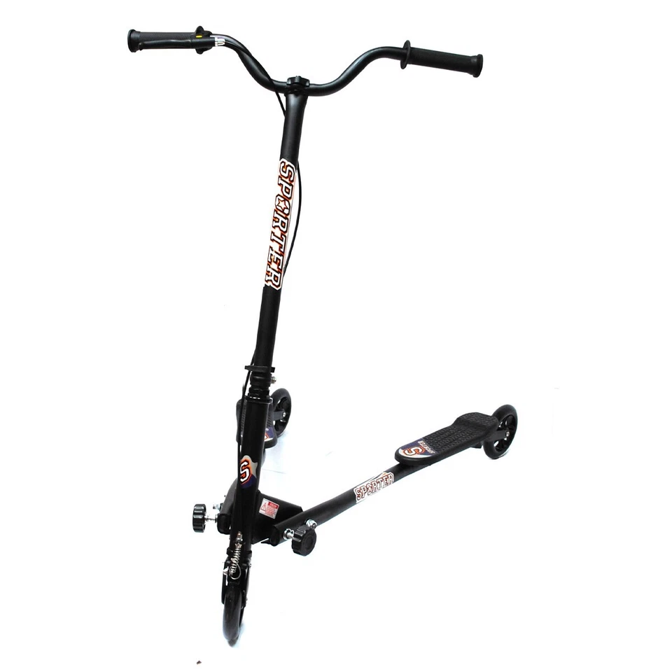 PATINETE SCOOTER DOBLE 3 RUEDAS PLEGABLE AUTOPROPULSADA NEGRO - Imagen 2 de 4