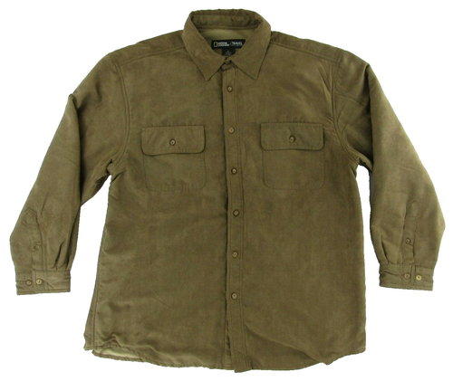 National Geographic Travel Collection Mens Jacket XL Brown Button Up - Picture 1 of 6