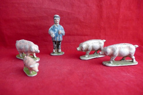 QUIRALU La Ferme 3 cochons 1 porcelet et 1 fermier - Figurine animaux aluminium - Picture 8 of 8