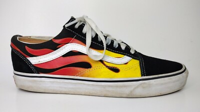 Vans Old Skool Flames Red Yellow Black Skateboard Shoes Men's Sz 8.5 Wmns Sz 10