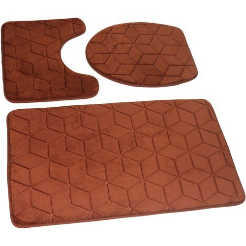 3 Tlg. Set Badematte Badteppich Badvorleger Blau Braun Beige Grau Turkis Schwarz - Bild 22 von 31