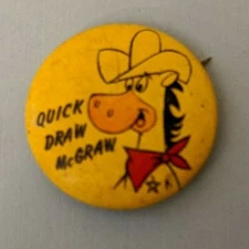 Vintage 1961 Hanna Barbera Pin Buttons Pinback Quick Draw McGraw Cartoon 1960s