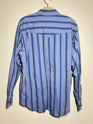VTG Pendleton High Grade Western Wear Men Blue Stripe Long Sleeve Button Shirt L - Picture 6 of 8