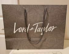 4x Lord & Taylor Paper Bag 16 x 12 x 6 inches gray orange shopping bag NEW