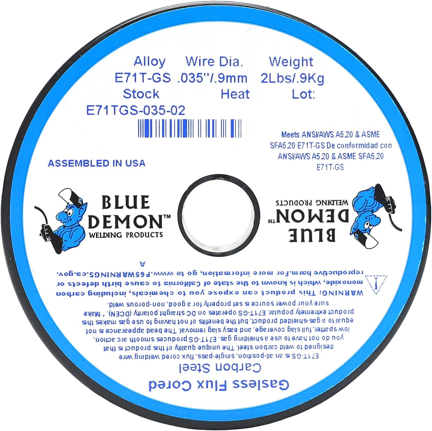 Stainless Steel Flux Core Cored Mig Welding Wire .035 Gasless Blue