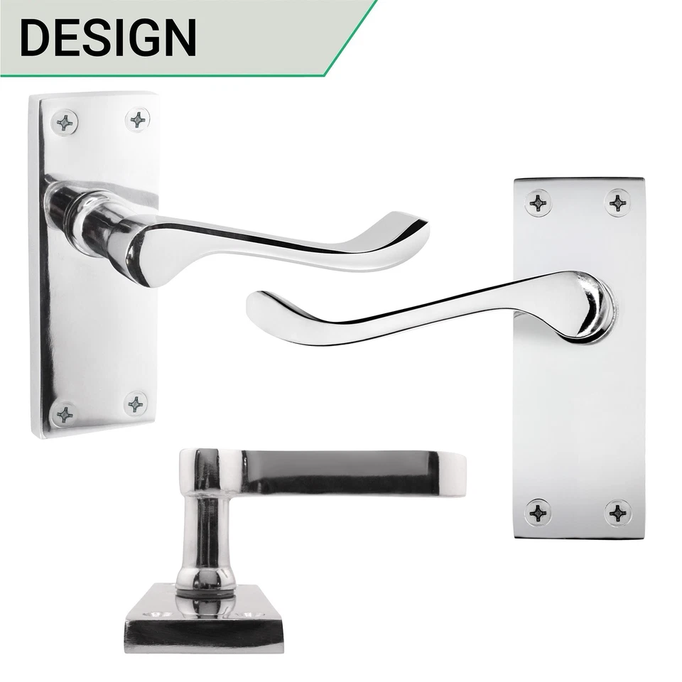 Polished Chrome Victorian Scroll Door Handles, 4 Pairs Internal Latch Handles - Image 3 of 4