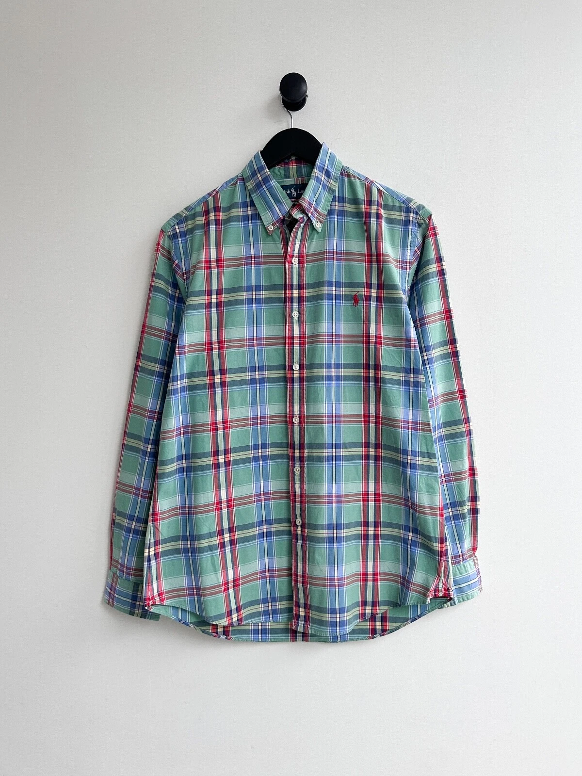 Polo Ralph Lauren Check Plaid Shirt Button Up Size M Green Red