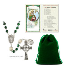 Irish Celtic Green Marbled Rosary with Lamina...