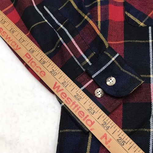 80s COLEMAN Acrylic Flannel Shirt Men M Red Blue Tartan Plaid Holiday Grunge - Picture 14 of 15