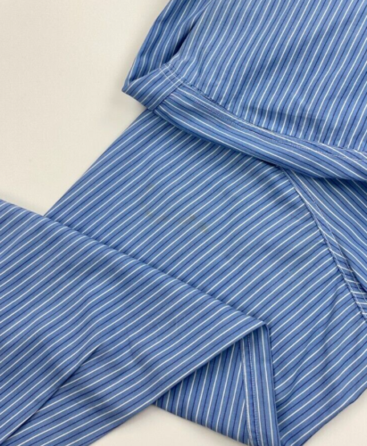 Men's Blue Striped New & Lingwood Shirt 16.5" Double Cuffs Vintage Spread B/C - Picture 10 of 11