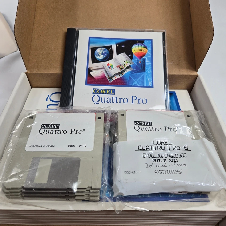 Open Box Corel Quattro Pro Spreadsheet Graphics Software Windows 3.5" Floppy +CD - Image 3 of 4