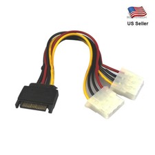 15 Pin SATA Male to 2 Female 4 Pin Molex Female IDE HDD Power Hard Drive Cable