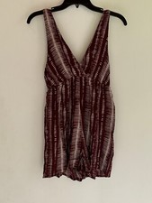 Wild Fable Maroon Striped Romper Size Small