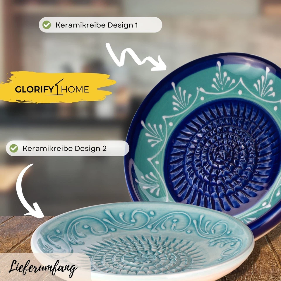 GLORIFY HOME Keramikreibe Knoblauchreibe Ingwerreibe Reibeteller Doppel Teruel - Bild 3 von 4