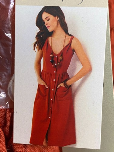 NEW Charlie Paige Linen Blend Sleeveless Rust Orange Midi Dress size Medium... - Picture 11 of 19