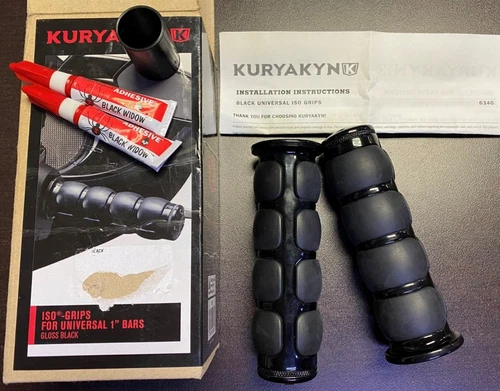 Kuryakyn ISO Black 1" Grips  for 1" Handlebars Yamaha Suzuki Honda more 6340