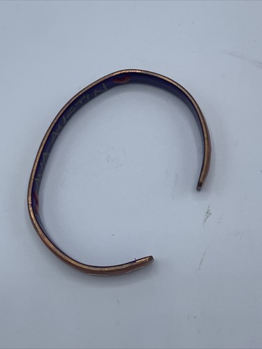 Ava Austin Bangle Cuff Bracelet Copper Gold Tone Enamel Ovals OOAK - Picture 6 of 9