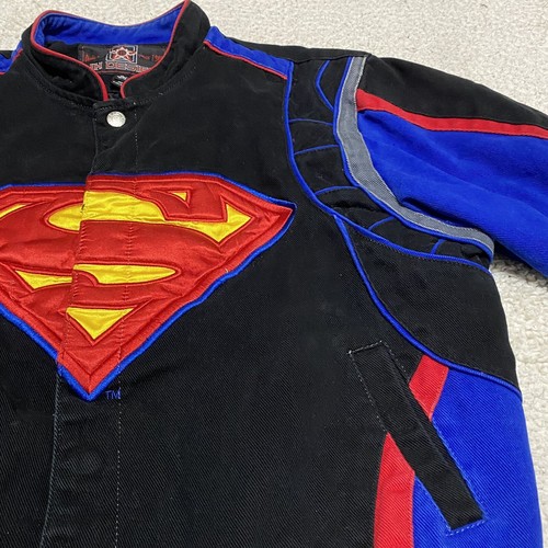 Vintage Jeff Hamilton Design Superman Jacket Boys XL Rare Embroidered DC NASCAR - Picture 5 of 13
