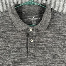 American Eagle Polo Shirt Mens Medium Gray Short Sleeve Classic Fit Flex