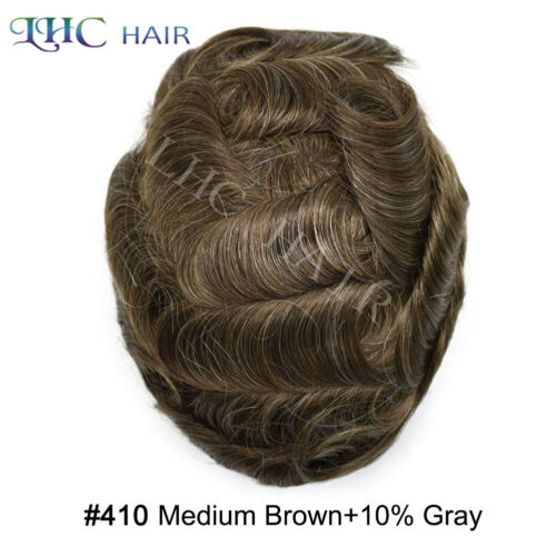 US Swiss Lace Front Mens Toupee Human Hair System Thin Skin PU Hairpiece For Men - Picture 40 of 80