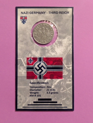 1940 - 1945 Alemania 10 Reichspfennig Zinc - Segunda Guerra Mundial - 100x55 mm - 1 pieza - Imagen 2 de 4
