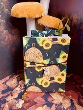 Honey Bear handmade Fabric Journal, Junk Journal , Art Journal, Fabric Scrapbook