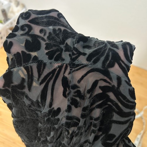 Top Ballinger de Colección Dorado Seda Floral Terciopelo Burnout Abotonado M Manga Larga Transparente - Imagen 7 de 8